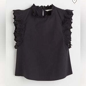 H&M Ruffle Trimmed blouse with Eyelet Embroidery